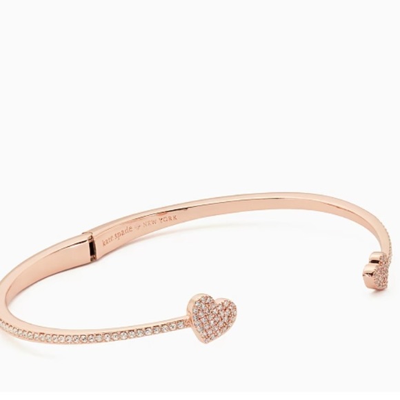NWT! Kate Spade Yours Truly Pave Open Heart Hinge Cuff Bracelet - Picture 2 of 10